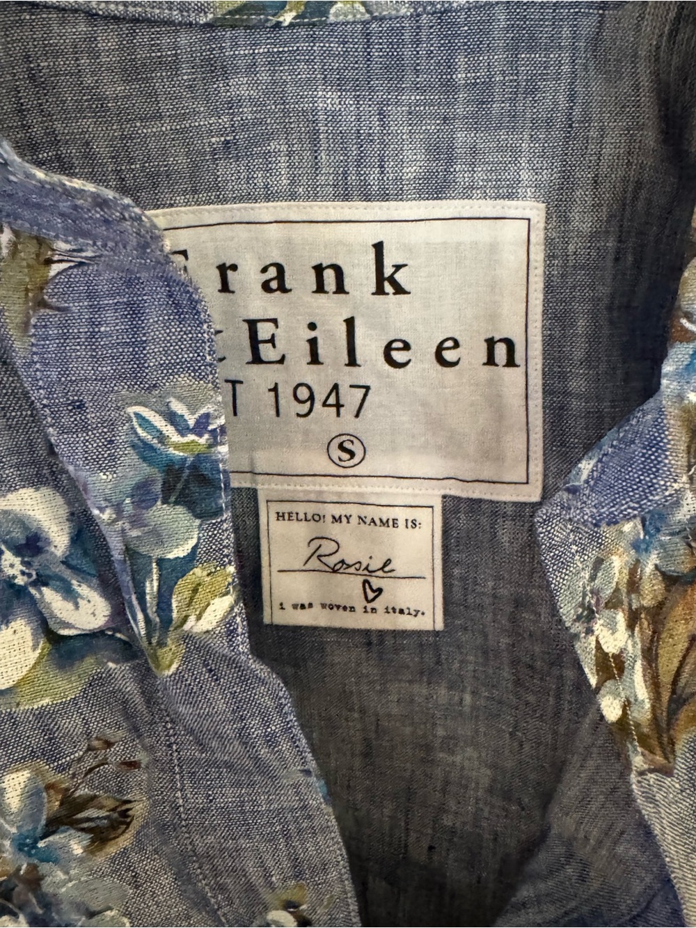 Frank & Eileen Blue Floral Rosie Short-Sleeve Button Shirt New Small - Picture 3 of 6